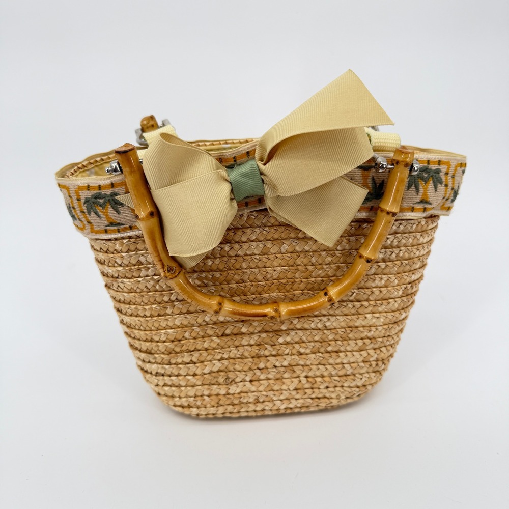 St. John's Bay Straw Tote with Bamboo Handles and Bow